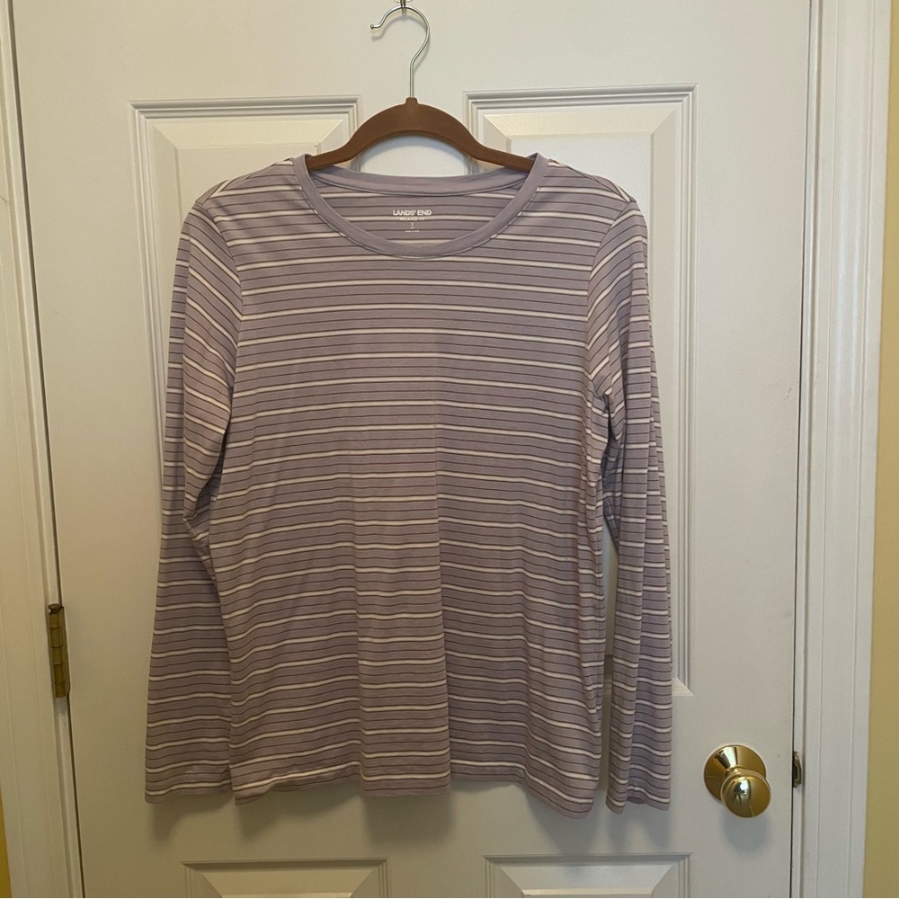 LANDS’ END  long sleeve, cotton striped tee. Size S